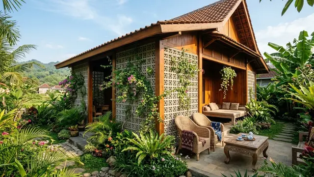 Kombinasi Roster dan Kayu untuk Rumah Desa yang Estetik dan Nyaman