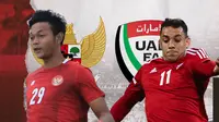 Indonesia vs Uni Emirat Arab: Saddam Emiruddin vs Caio Canedo. (Bola.com/Dody Iryawan)