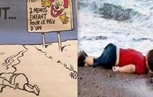 Tabloid satir Charlie Hebdo lecehkan foto Aylan Kurdi