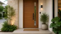 7 Model Pintu Utama dengan Kaca Vertikal, Pilihan Elegan untuk Fasad Rumah