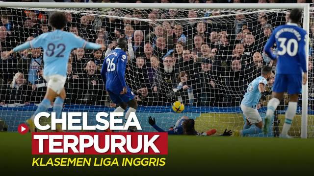 Berita motion grafis klasemen Liga Inggris (Premier League) 2022/2023 hingga pekan ke-19, di mana Chelsea terus terpuruk.