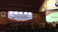 BPIP menghelat pertemuan koordinasi membangun sinergitas Kementerian/Lembaga di bawah Kementerian Koordinator Bidang Politik, Hukum dan Kemanan di Gedung Bidakara Jakarta, Senin (17/2/2020). (Liputan6.com/Muhammad Radityo Priyasmoro)