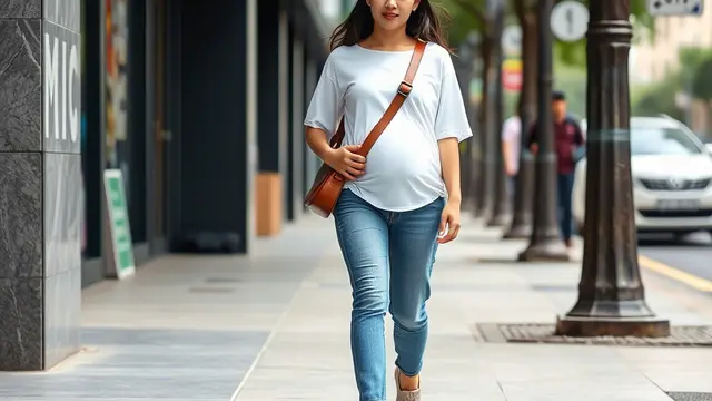 Maternity Jeans dan Kaus Oversize