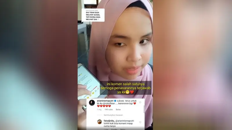Putri Ariani Pakai Fitur Talkback untuk Balas Komentar di Instagram