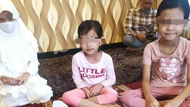 TIga orang putri Erlita yang tersisa.(Foto Erlita Dewi/Liputan6.com)