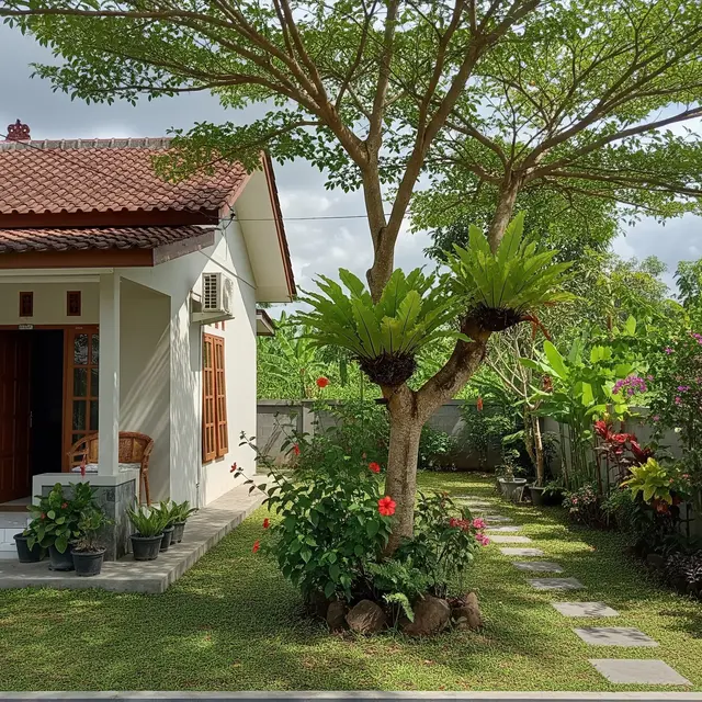 9 Desain Rumah Tipe 36 di Desa dengan Pohon Rindang, Hunian Nyaman dan Asri