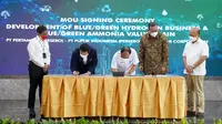 PT Pertamina (Persero), PT Pupuk Indonesia (Persero) dan Mitsubishi Corporation, sepakat mengembangkan bisnis Green Hydrogen dan Green Ammonia Value Chain (dok: istimewa)