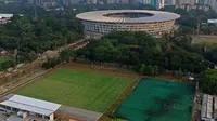 Lapangan Panahan dalam tahap renovasi bersama Stadion Utama Gelora Bung Karno, Jakarta, (12/9/2017).Stadion Utama GBK dan kawasan olah raga senayan bersolek menyambut ASIAN Games 2018. (Bola.com/Nicklas Hanoatubun) 
