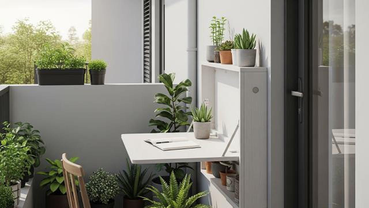 Teras dengan Meja Konsol Lipat (Folding Console Table)/Ide Desain Teras Kecil Bisa Buat tempat Jemur Tanaman (Sumber: gemini.com)