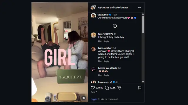 Postingan gerder reveal Tay dan Taylor Lautner. (Instagram.com/taylautner)