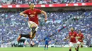 Bintang Manchester United, Zlatan Ibrahimovic menjadi unung tombak bagi timnya yang mengantarkan Setan Merah berada pada peringkat ke-7 klub Premier League penghasil gol terbanyak. (EPA/Andy Rain)