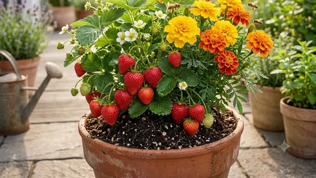 Stroberi dan Marigold