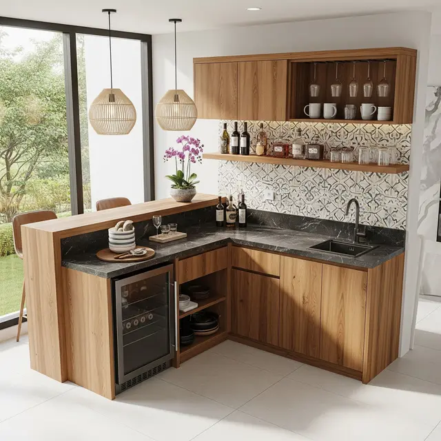 Model Dapur Mini Bar Bentuk L