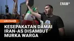 Sejumlah demonstran di Los Angeles, Amerika Serikat, menggelar aksi protes pada Minggu (15/6) menyusul pengumuman kesepakatan antara Amerika Serikat dan Iran untuk mengakhiri perang yang telah berlangsung lebih dari tiga bulan. Massa menyampaikan pen...