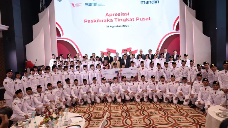 Wakil Kepala Badan Pembinaan Ideologi Pancasila (BPIP) Rima Agristina, menyampaikan terima kasih kepada Bank Mandiri yang telah memberikan apresiasi kepada Paskibraka Tingkat Pusat Tahun 2024 di Jakarta, Senin (19/8) (Istimewa)