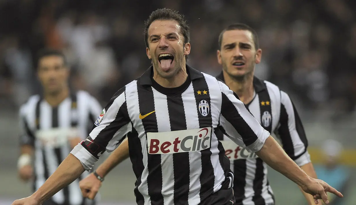 Alessandro del Piero. Striker Italia ini sukses mencetak 6 gol di semifinal dan final Liga Champions bersama Juventus serta sukses mempersembahkan 1 gelar untuk Juventus pada musim 1995/1996. (AFP/Olivier Morin)