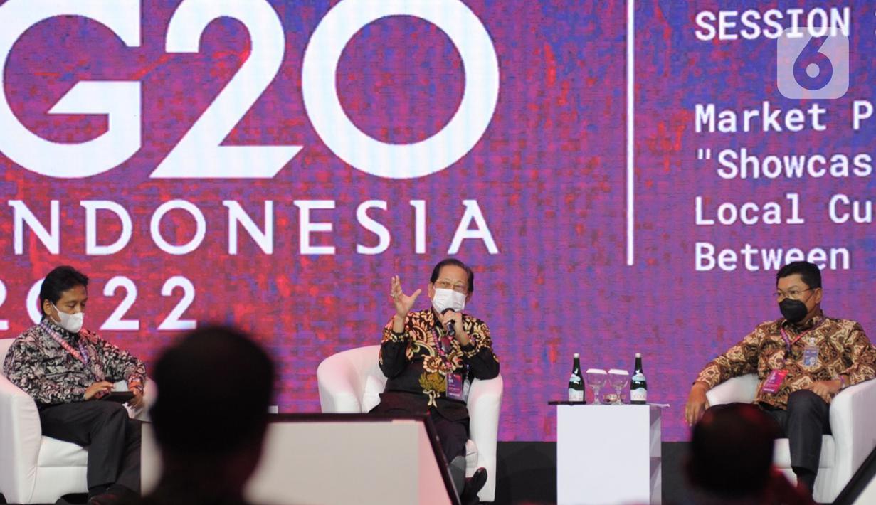 Presiden Direktur BCA Jahja Setiaatmadja saat pemaparan G20 Side Event Series di JCC, Jakarta, Rabu (16/02/2022).  G20 Side Event Series mengusung tema Managing Risk of the Exit Policy Dynamic Through More Diversified Currency to Support Global Trade and Investment. (Liputan6.com/HO/BCA)