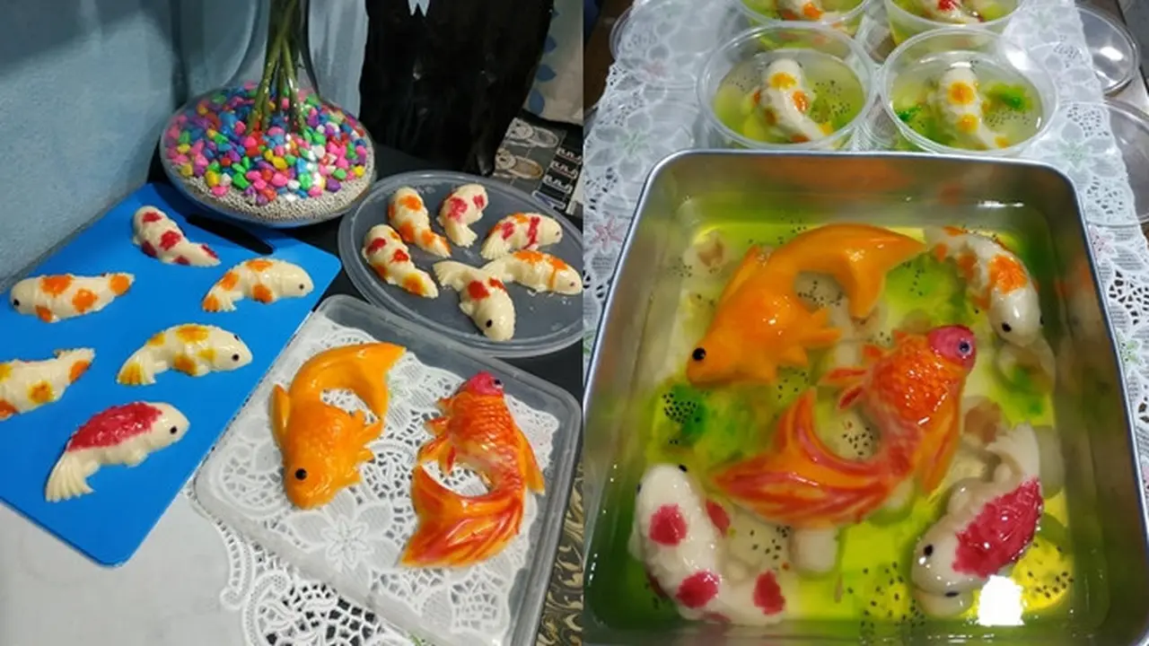 Kreativitas Seorang Ibu Membuat Jelly Ikan Koi Realistis.