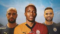Ilustrasi - Sofyan Amrabat (Fenerbahce), Victor Osimhen (Galatasaray), Youssef En-Nesyri (Fenerbahce) (Bola.com/Adreanus Titus)