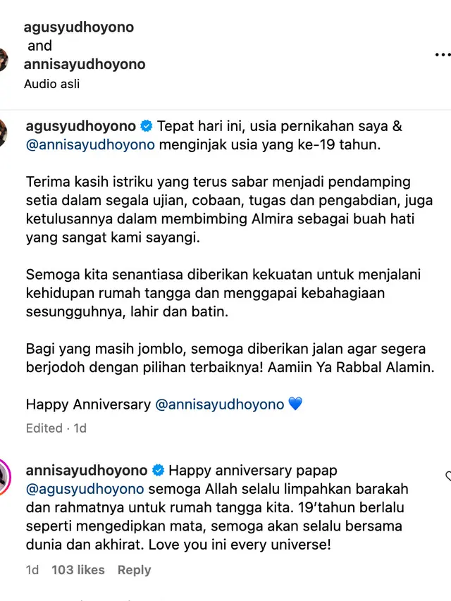 Unggahan AHY. (Foto: Dok. Instagram @agusyudhoyono)