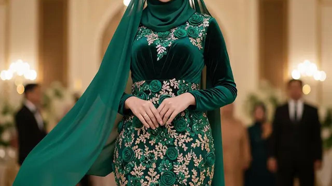 5 Gamis Brokat Pesta Pernikahan Terbaik 2025, Tampil Elegan, Glamour, dan Berkelas