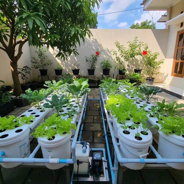 Desain Kebun Sayur Hidroponik Ember Sederhana Modal Kecil.
