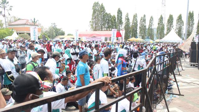 Gelaran Gowes Nusantara 2019 di Alun-alun Kabupaten Blora, Jawa Tengah