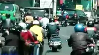 Arus balik gelombang dua di jalur selatan ramai dengan sepeda motor.