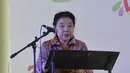 Intan Mardiana memberikan sambutan di acara HUT Museum Nasional Ke 237, Jakarta, Jumat (24/4/2015). HUT Museum Nasional akan diramaikan dengan aneka perlombaan permainan tradisional (Liputan6.com/JohanTallo)