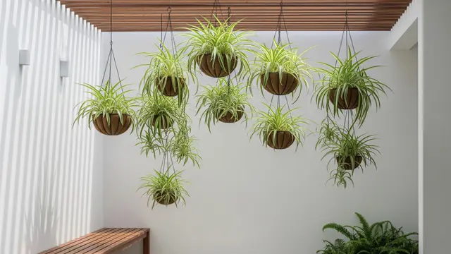 Model Teras dengan Tanaman Hias Daun Tipis