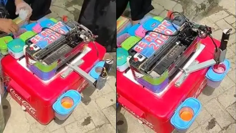 Viral Aksi Penjual Es Robot Sajikan Minuman dengan Mesin Printer