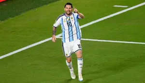 Selebrasi Lionel Messi saat Argentina melawan Aljazair di Piala Dunia 2026.