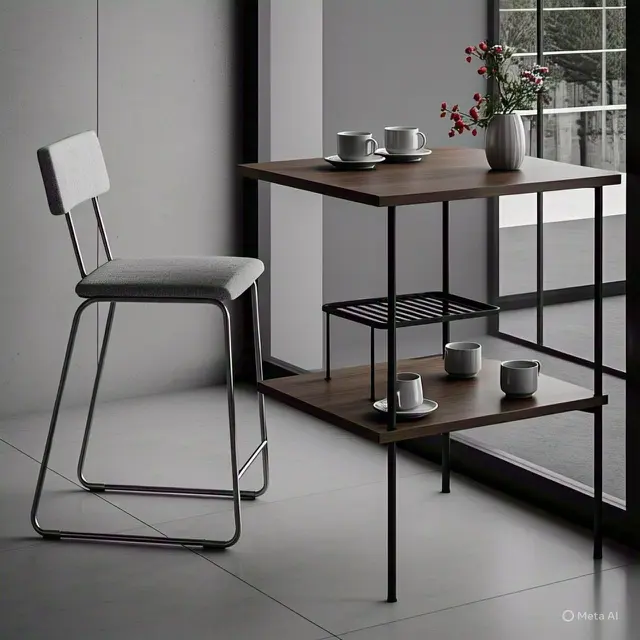 Ide Tatanan Meja Kopi Kecil dengan Rak Tambahan/via Meta AI