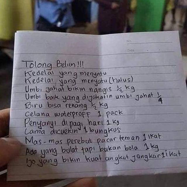 6 Potret Catatan Daftar Belanja Ini Bikin Dahi Berkerut, Penulisannya Nyeleneh