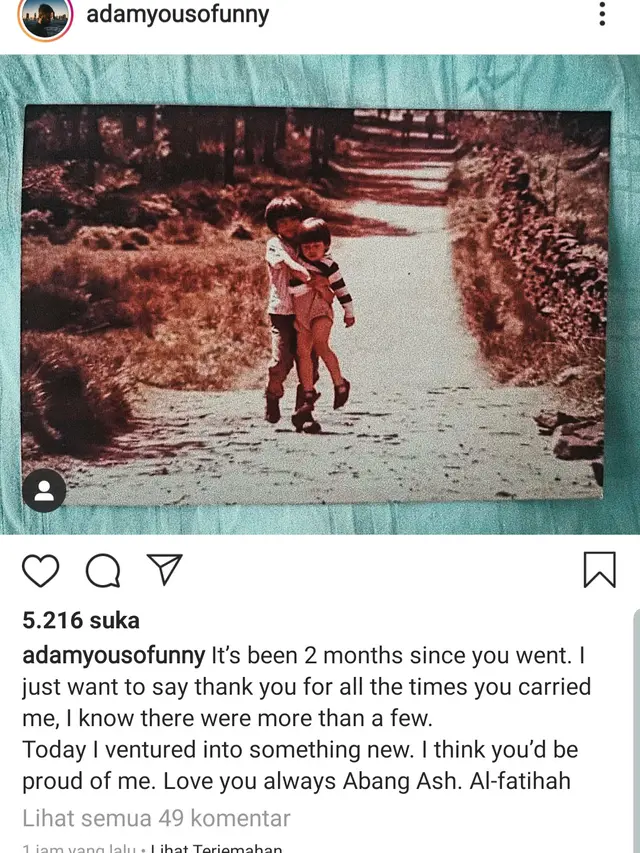 Unggahan Adam Sinclair. (Foto: Instagram @adamyousofunny)