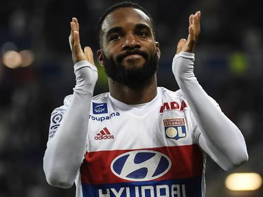 Arsenal resmi mendatangkan Alexander Lacazette dari Lyon dengan total banderol 53 juta poundsterling dengan kontrak lima musim. (AFP/Philippe Desmazes)