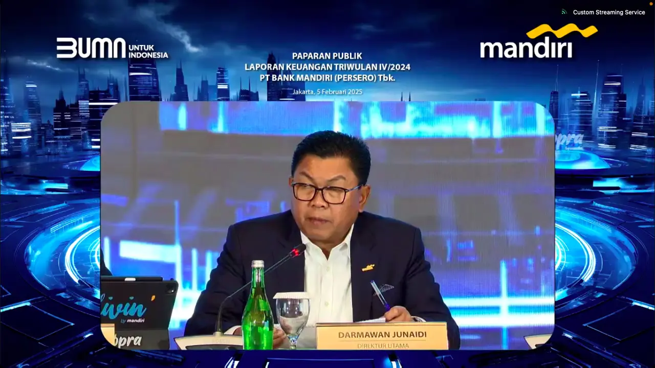 Bank Mandiri (Persero) Tbk (BMRI) melaporkan kinerja keuangan 2024, Rabu, 5 Februari 2025. (Foto: Liputan6.com/Pipit IR)