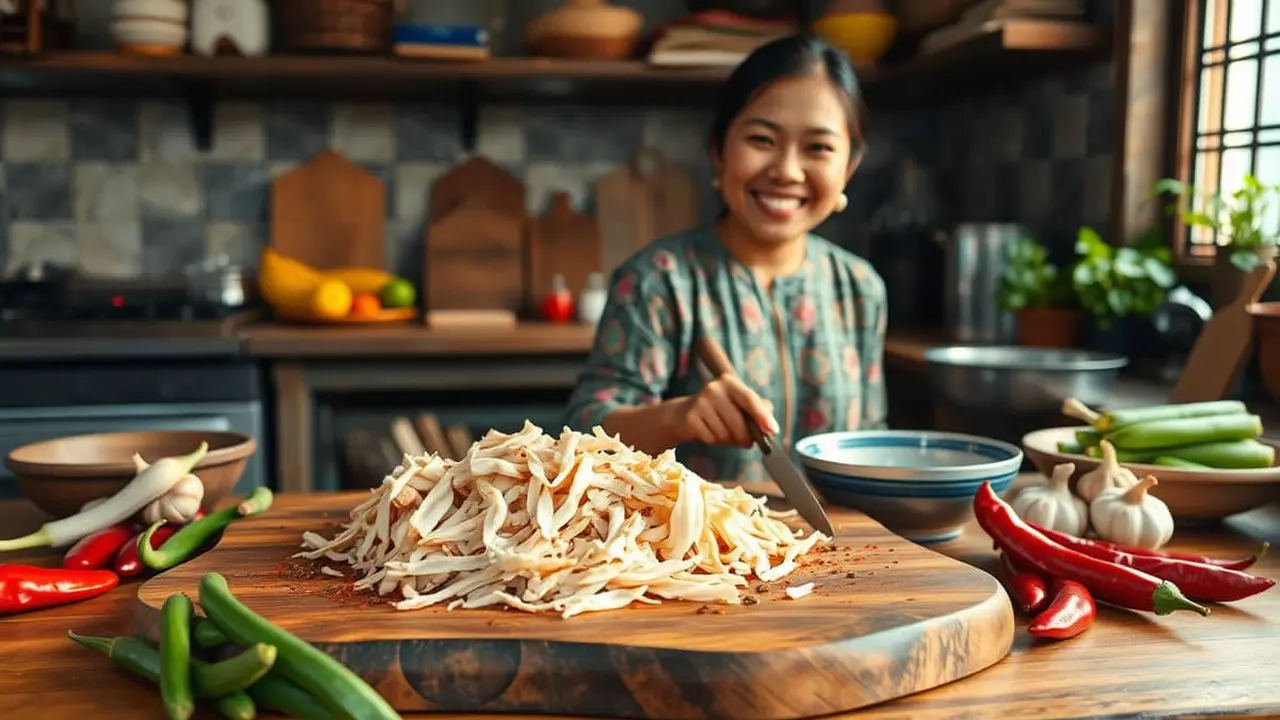 resep ayam suwir rumahan