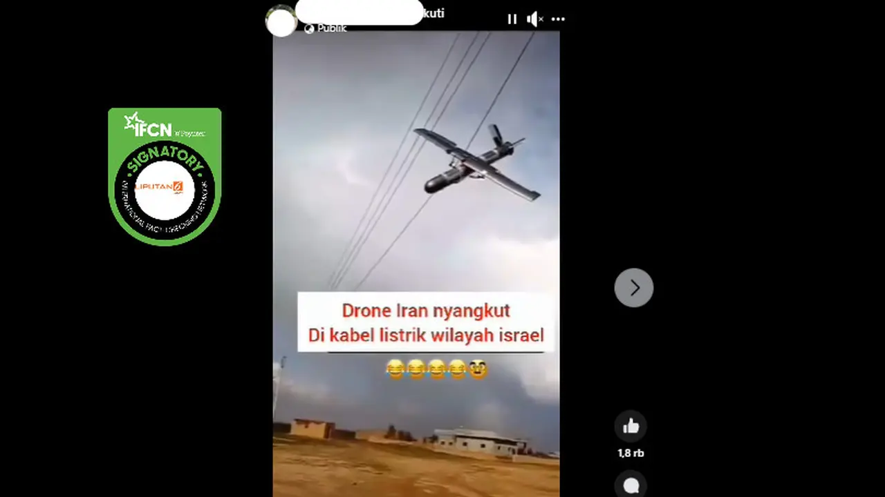 Tangkapan layar klaim video drone Iran nyangkut di kabel listrik wilayah Israel