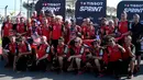 Raihan posisi satu-dua yang diraih Francesco Bagnaia dan Enea Bastianini disambut meriah Ducati Lenovo Team. (SONNY TUMBELAKA/AFP)