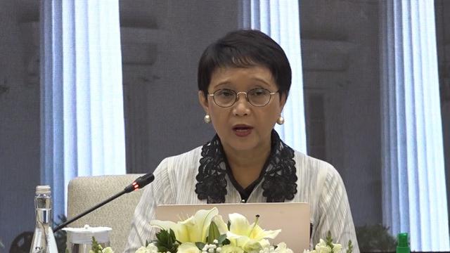 Menteri Luar Negeri Republik Indonesia Retno Marsudi dalam keterangan pers pada Jumat (3/11/2023). (Dok. Tangkapan layar saat keterangan pers)