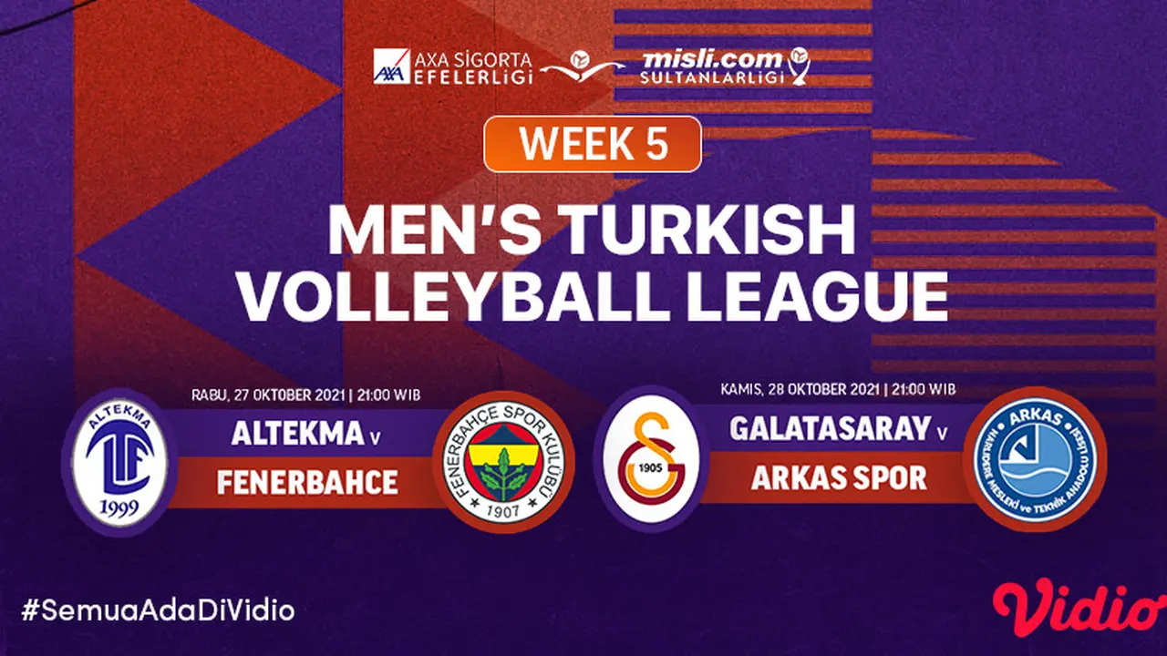 Jadwal dan Live Streaming Liga Voli Turki di Vidio Tengah Pekan Ini