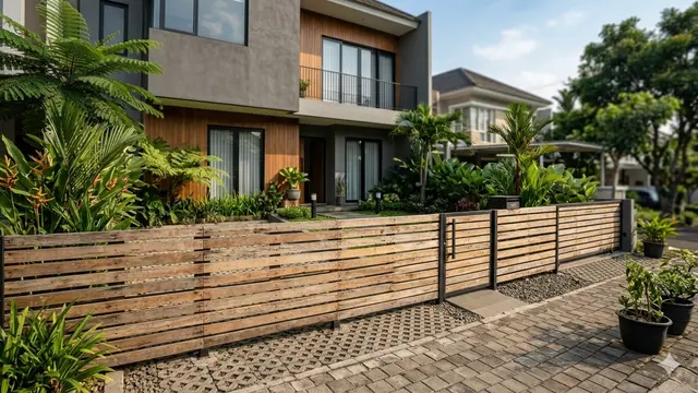 Ide Pagar Rumah dari Kayu Palet Bekas (Foto: Gemini AI)