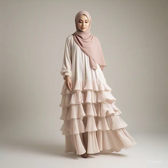 7. Abaya Ruffle Berlayer