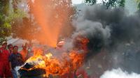 Simulasi pencegahan kebakaran hutan dan lahan (Liputan6.com / Nefri Inge)