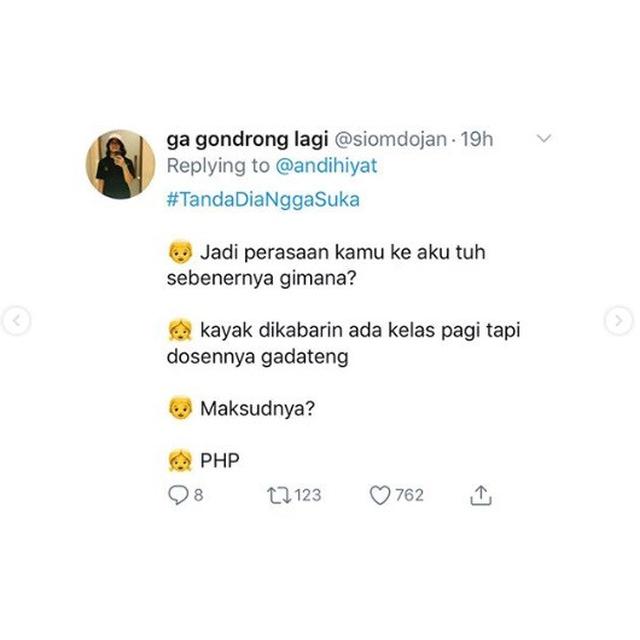 tanda gebetan tak suka