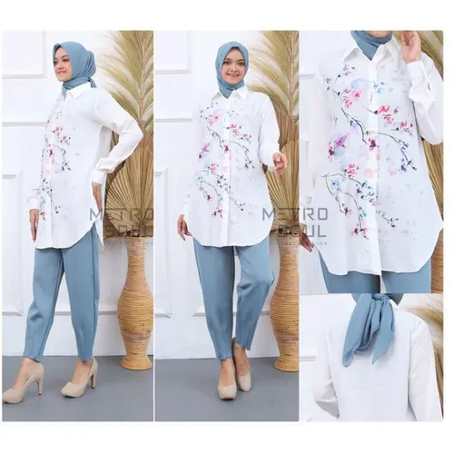 OOTD kemeja putif Floral