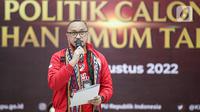 Ketua Umum Partai Solidaritas Indonesia (PSI), Giring Ganesha saat rangkaian pendaftaran Partai Politik Calon Peserta Pemilu 2024 di Gedung KPU, Jakarta, Rabu (10/8/2022). Diketahui, pendaftaran partai politik (parpol) untuk Pemilu 2024 sudah dimulai sejak awal Agustus lalu. (Liputan6.com/Faizal Fanani)