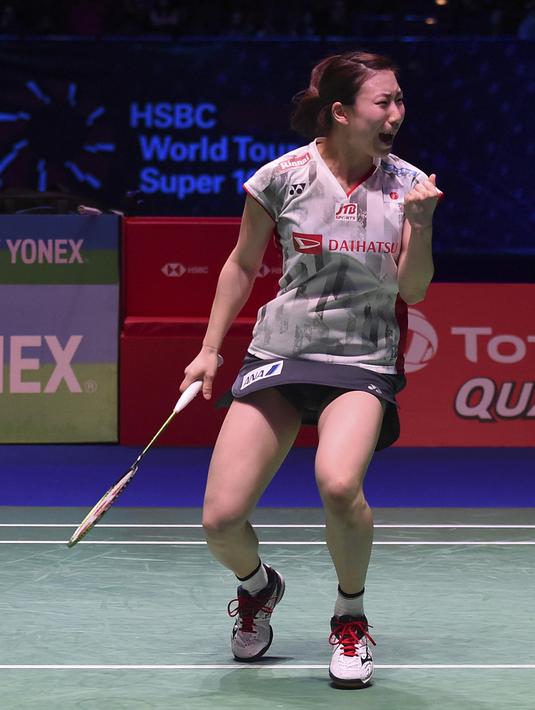2. Arisa Higashino - Berusia 21 tahun namun sudah meraih gelar juara All England 2018 di nomor ganda campuran. Namanya kian dikenal usai bermain tanpa lelah karena tak jarang mengeluarkan jump smash untuk meriah poin. (AFP/Paul Ellis)
