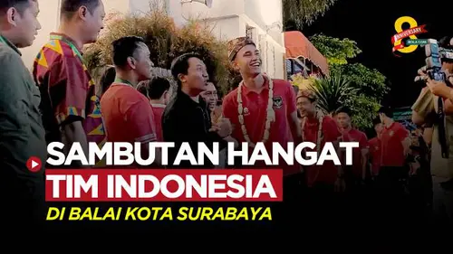VIDEO: Sambutan Hangat Timnas Indonesia dan Palestina di Balai Kota Surabaya